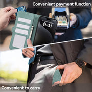 For Samsung Galaxy S25 Ultra 5G ABEEL Color Block Magnetic RFID Leather Phone Case(Cyan-Pink)