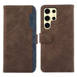 For Samsung Galaxy S25 Ultra 5G ABEEL Color Block Magnetic RFID Leather Phone Case(Brown-Blue) - Galaxy S25 Ultra 5G Cases by PMC TechLife | Online Shopping South Africa | PMC TechLife | Buy Now Pay Later Mobicred