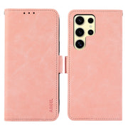 For Samsung Galaxy S25 Ultra 5G ABEEL Frosted Magnetic RFID Leather Phone Case(Pink)