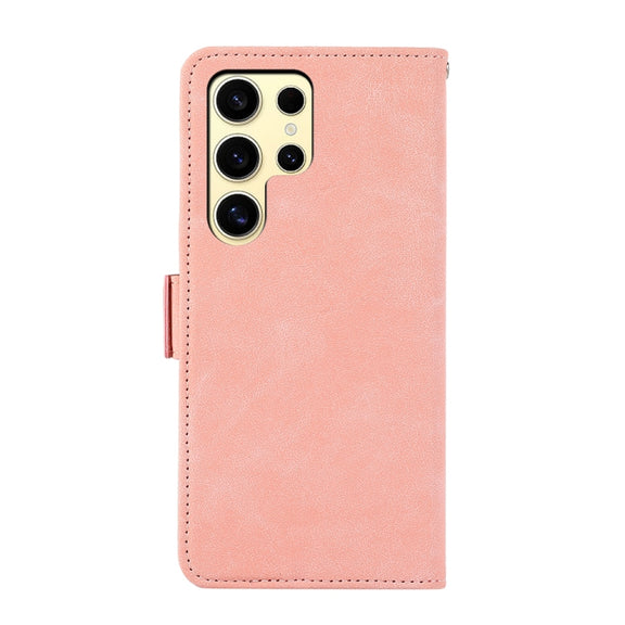 For Samsung Galaxy S25 Ultra 5G ABEEL Frosted Magnetic RFID Leather Phone Case(Pink)