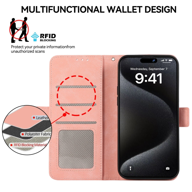 For Samsung Galaxy S25 Ultra 5G ABEEL Frosted Magnetic RFID Leather Phone Case(Pink)