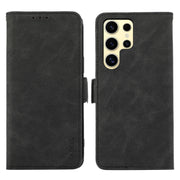 For Samsung Galaxy S25 Ultra 5G ABEEL Frosted Magnetic RFID Leather Phone Case(Black)