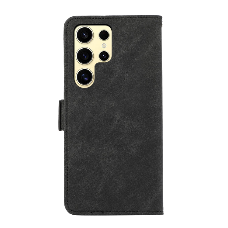 For Samsung Galaxy S25 Ultra 5G ABEEL Frosted Magnetic RFID Leather Phone Case(Black)