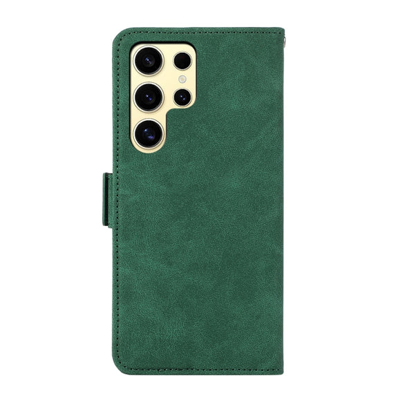 For Samsung Galaxy S25 Ultra 5G ABEEL Frosted Magnetic RFID Leather Phone Case(Green)