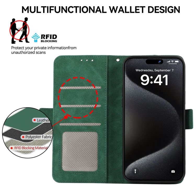 For Samsung Galaxy S25 Ultra 5G ABEEL Frosted Magnetic RFID Leather Phone Case(Green)