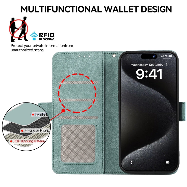For Samsung Galaxy S25 Ultra 5G ABEEL Frosted Magnetic RFID Leather Phone Case(Cyan)