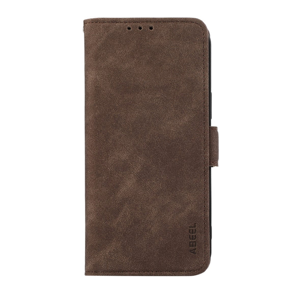 For Samsung Galaxy S25 Ultra 5G ABEEL Frosted Magnetic RFID Leather Phone Case(Brown)