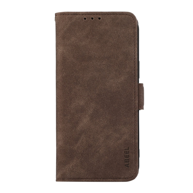 For Samsung Galaxy S25 Ultra 5G ABEEL Frosted Magnetic RFID Leather Phone Case(Brown)
