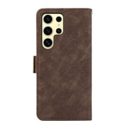 For Samsung Galaxy S25 Ultra 5G ABEEL Frosted Magnetic RFID Leather Phone Case(Brown)
