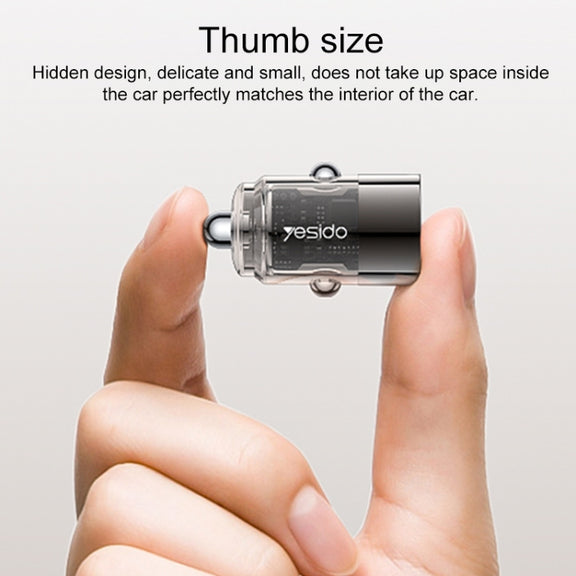 Yesido Y67 PD45W Single USB-C / Type-C Zinc Alloy Mini Car Charger(Metal Grey)