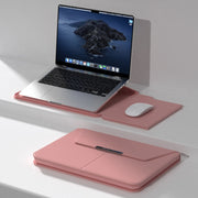 Multifunctional Laptop PU Magnetic Stand Split Liner Bag with Mouse Pad Function, Size:13-14 inch(Rose Gold)