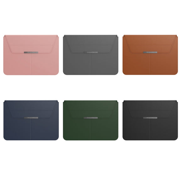 Multifunctional Laptop PU Magnetic Stand Split Liner Bag with Mouse Pad Function, Size:15 inch(Dark Blue)