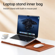 Multifunctional Laptop PU Magnetic Stand Split Liner Bag with Mouse Pad Function, Size:13-14 inch(Black)