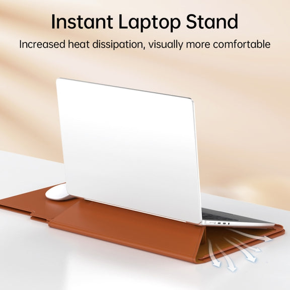 Multifunctional Laptop PU Magnetic Stand Split Liner Bag with Mouse Pad Function, Size:13-14 inch(Black)