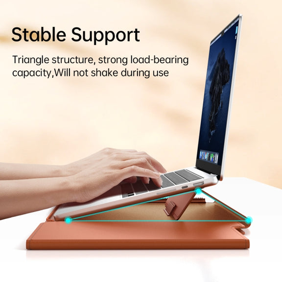 Multifunctional Laptop PU Magnetic Stand Split Liner Bag with Mouse Pad Function, Size:15 inch(Dark Blue)