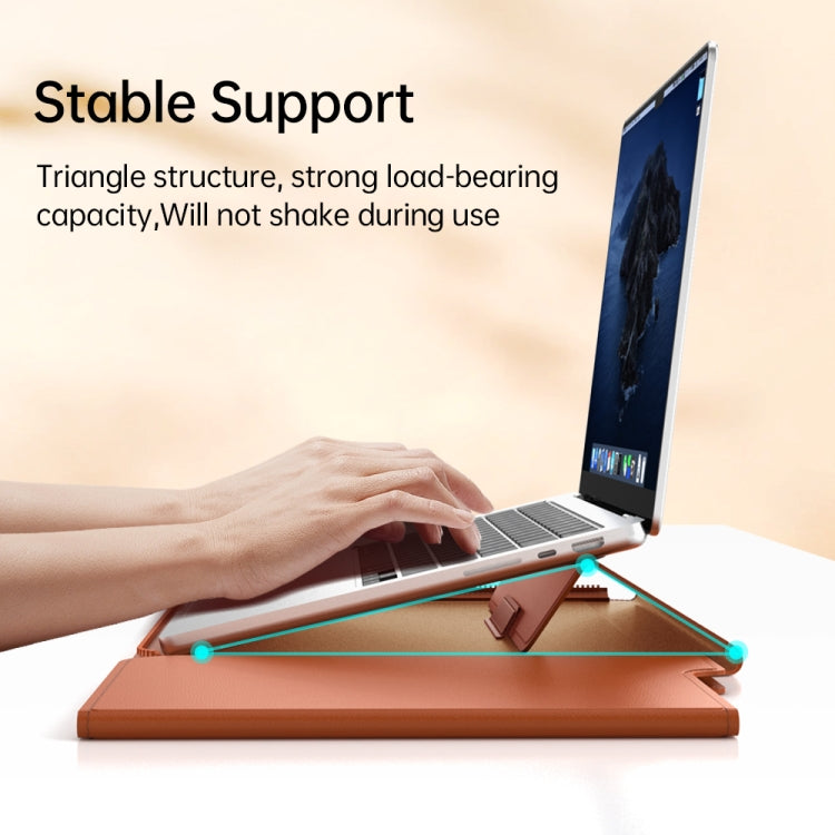 Multifunctional Laptop PU Magnetic Stand Split Liner Bag with Mouse Pad Function, Size:15 inch(Dark Blue)