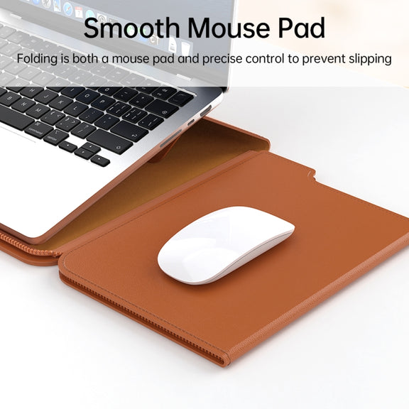 Multifunctional Laptop PU Magnetic Stand Split Liner Bag with Mouse Pad Function, Size:13-14 inch(Black)