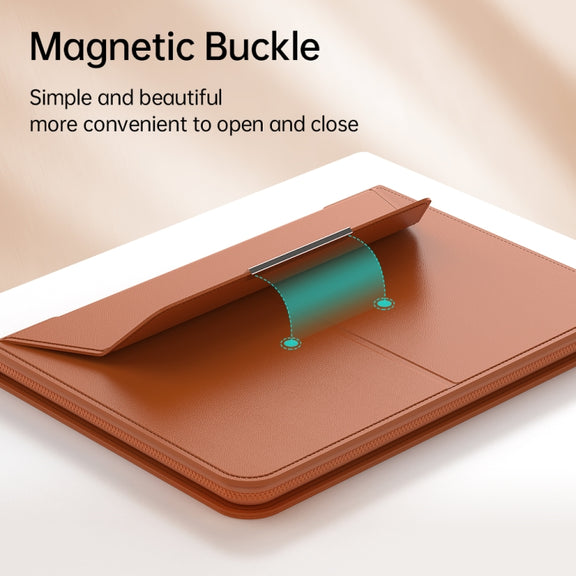 Multifunctional Laptop PU Magnetic Stand Split Liner Bag with Mouse Pad Function, Size:15 inch(Dark Blue)