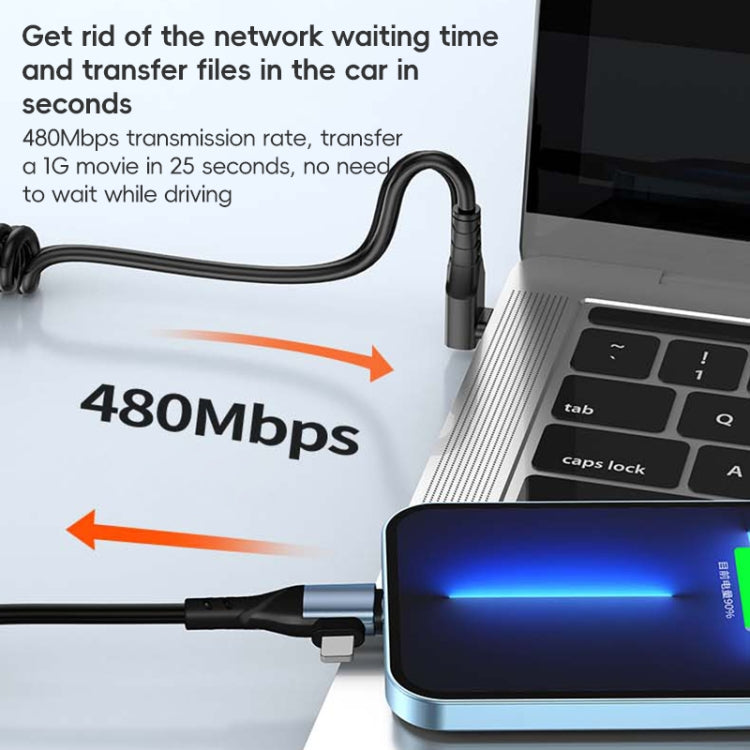 For LeadingIdeal L9 / L8 / L7 / L6 PD65W Type-C Elbow to Type-C, 8 Pin Spring Charging Cable(Brown) - Car Charger by PMC TechLife | Online Shopping South Africa | PMC TechLife | Buy Now Pay Later Mobicred