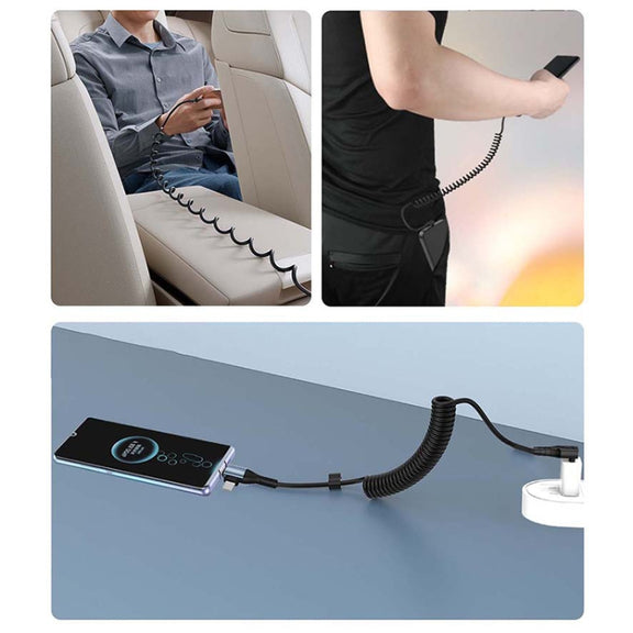 For LeadingIdeal L9 / L8 / L7 / L6 PD65W Type-C Elbow to Type-C, 8 Pin Spring Charging Cable(Yellow)