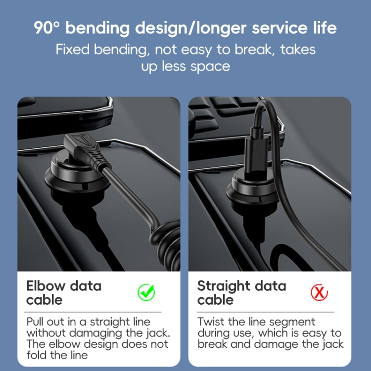 For LeadingIdeal L9 / L8 / L7 / L6 PD65W Type-C Elbow to Type-C, 8 Pin Spring Charging Cable(Yellow) - free shipping - PMC TechLife - Order now!