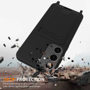 For Samsung Galaxy S25+ 5G Integrated Card Bag Solid Color Liquid Silicone Phone Case with Lanyard(Black)