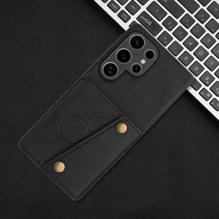 For Samsung Galaxy S25 Ultra 5G Double Buckle Card Slots Magnetic Phone Case(Black)