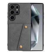 For Samsung Galaxy S25 Ultra 5G Double Buckle Card Slots Magnetic Phone Case(Grey)