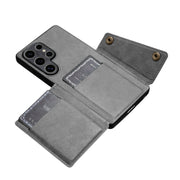 For Samsung Galaxy S25 Ultra 5G Double Buckle Card Slots Magnetic Phone Case(Grey)