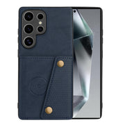 For Samsung Galaxy S25 Ultra 5G Double Buckle Card Slots Magnetic Phone Case(Blue)