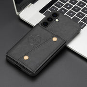 For Samsung Galaxy S25+ 5G Double Buckle Card Slots Magnetic Phone Case(Black)