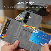 For Samsung Galaxy S25+ 5G Double Buckle Card Slots Magnetic Phone Case(Brown)