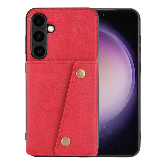 For Samsung Galaxy S25+ 5G Double Buckle Card Slots Magnetic Phone Case(Red)