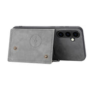 For Samsung Galaxy S25 5G Double Buckle Card Slots Magnetic Phone Case(Grey)