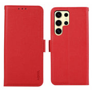 For Samsung Galaxy S25 Ultra ABEEL Side-Magnetic Litchi Pattern Leather RFID Phone Case(Red)