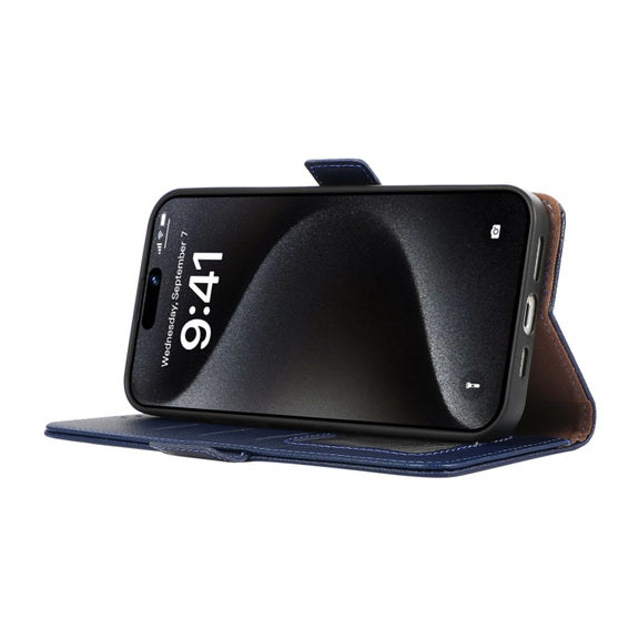 For Samsung Galaxy S25 Ultra ABEEL Side-Magnetic Litchi Pattern Leather RFID Phone Case(Blue)