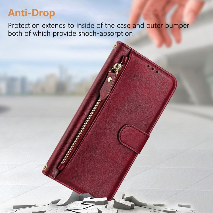 For iPhone 16e Multi-Card Slots Zipper Wallet Leather Phone Case(Dark Red) - iPhone 16e Cases by PMC TechLife | Online Shopping South Africa | PMC TechLife | Buy Now Pay Later Mobicred