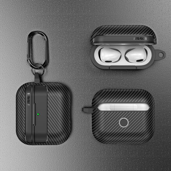 For AirPods 4 Carbon Fiber Texture Bluetooth Earphone Protective Case(Grey)