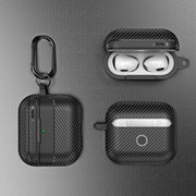 For AirPods 4 Carbon Fiber Texture Bluetooth Earphone Protective Case(Black)
