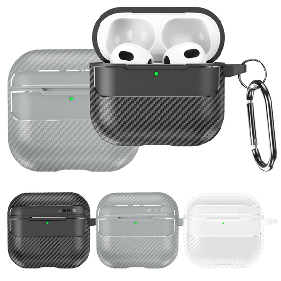 For AirPods 4 Carbon Fiber Texture Bluetooth Earphone Protective Case(Grey)