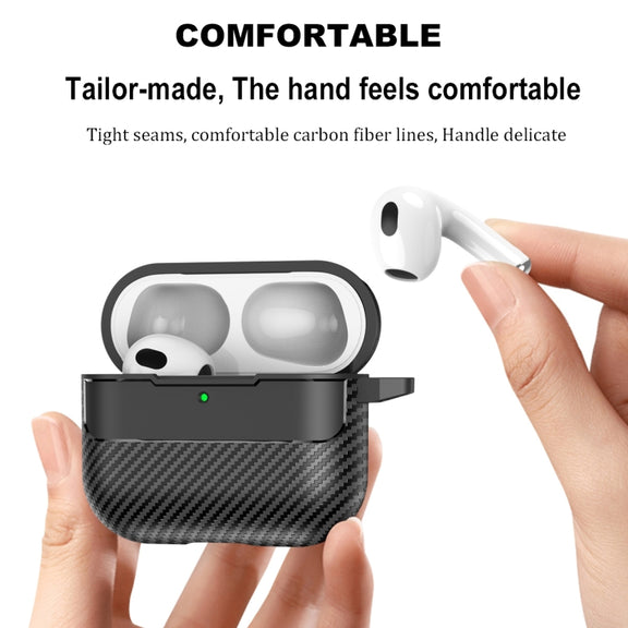 For AirPods 4 Carbon Fiber Texture Bluetooth Earphone Protective Case(Grey)