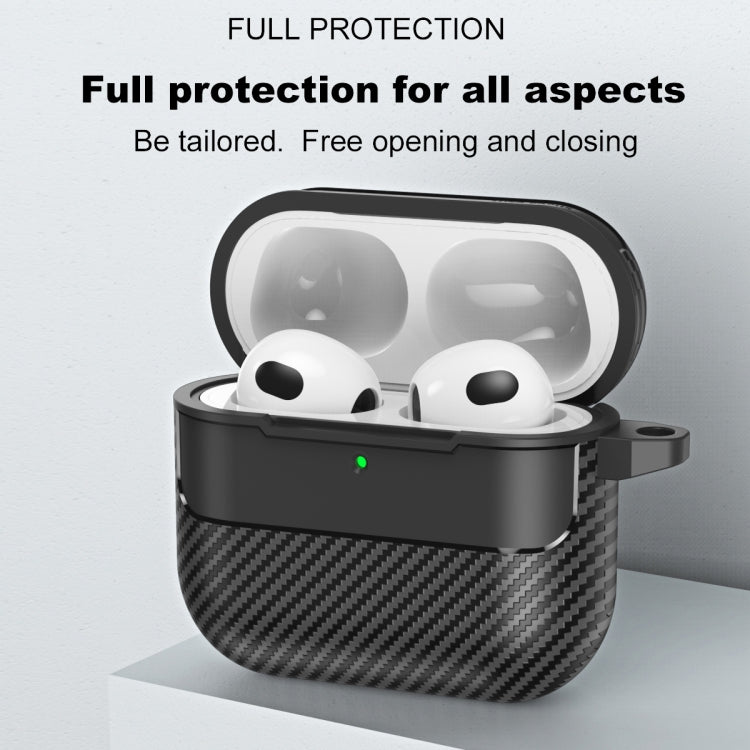 For AirPods 4 Carbon Fiber Texture Bluetooth Earphone Protective Case(Black)