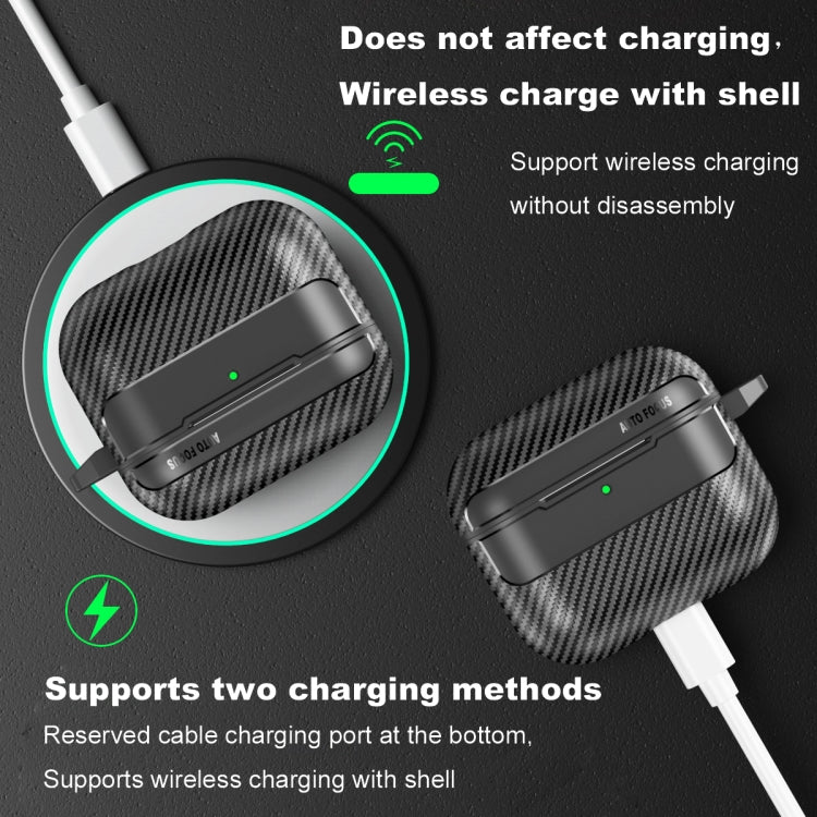 For AirPods 4 Carbon Fiber Texture Bluetooth Earphone Protective Case(Black) - free shipping - PMC Jewellery - Order now!