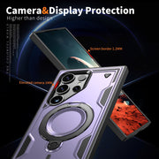 For Samsung Galaxy S25 Ultra 5G PC Hybrid TPU Armor MagSafe Ring Holder Phone Case(Purple)