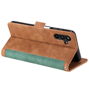 For Samsung Galaxy S25+ 5G Retro Splicing Horizontal Flip Leather Phone Case(Green)