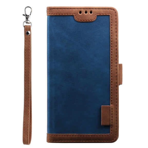 For Samsung Galaxy S25+ 5G Retro Splicing Horizontal Flip Leather Phone Case(Blue)