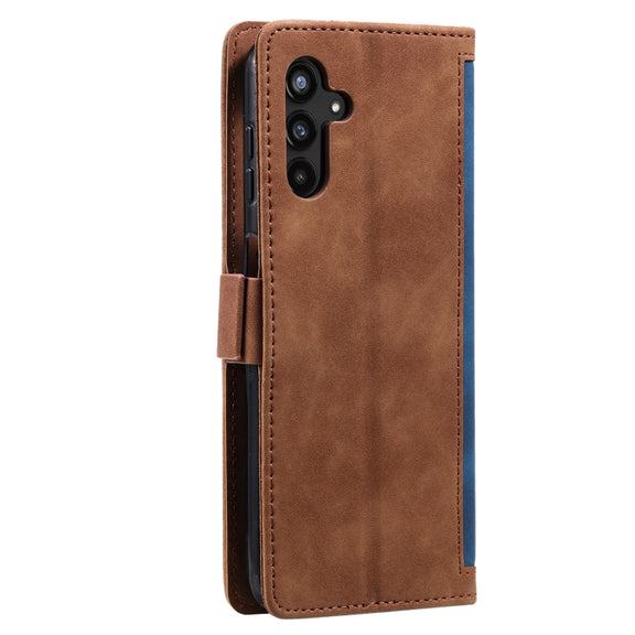For Samsung Galaxy S25+ 5G Retro Splicing Horizontal Flip Leather Phone Case(Blue)