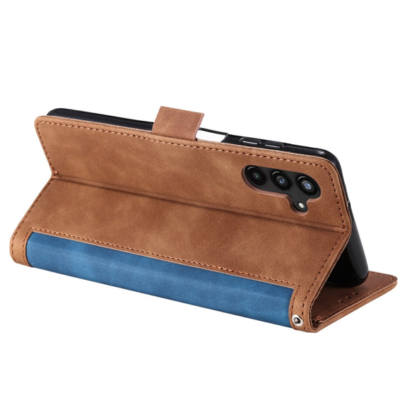 For Samsung Galaxy S25+ 5G Retro Splicing Horizontal Flip Leather Phone Case(Blue)