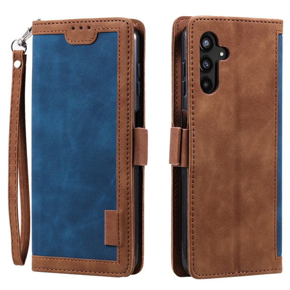For Samsung Galaxy S25+ 5G Retro Splicing Horizontal Flip Leather Phone Case(Blue)
