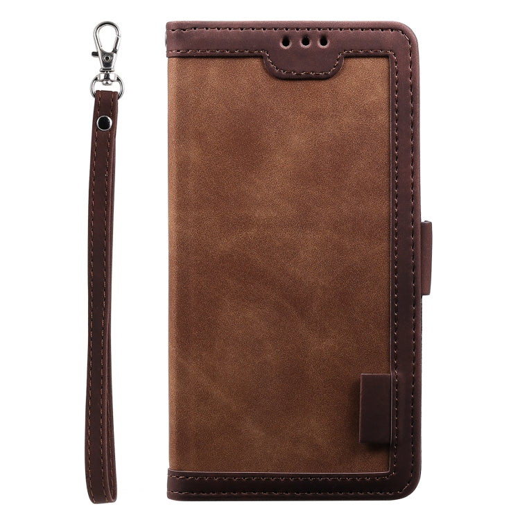 For Samsung Galaxy S25+ 5G Retro Splicing Horizontal Flip Leather Phone Case(Brown)